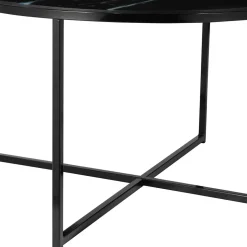 Runder Wohnzimmer Glastisch in Marmor Schwarz - Adiana