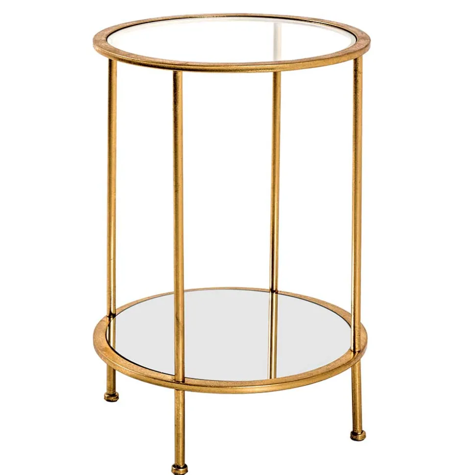 Runder Wohnzimmer Tisch mit Glas & Spiegelglas - Alisa