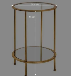 Runder Wohnzimmer Tisch mit Glas & Spiegelglas - Alisa