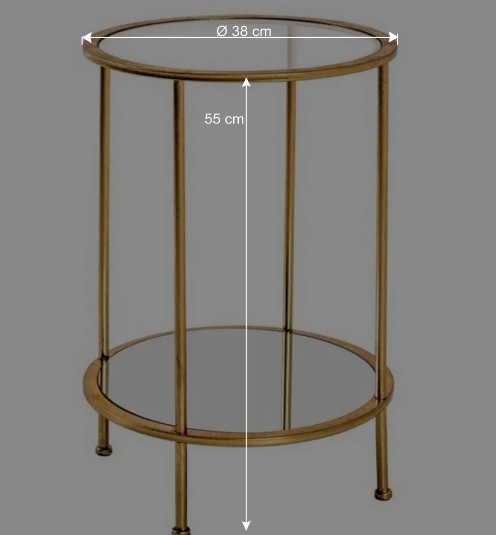 Runder Wohnzimmer Tisch mit Glas & Spiegelglas - Alisa