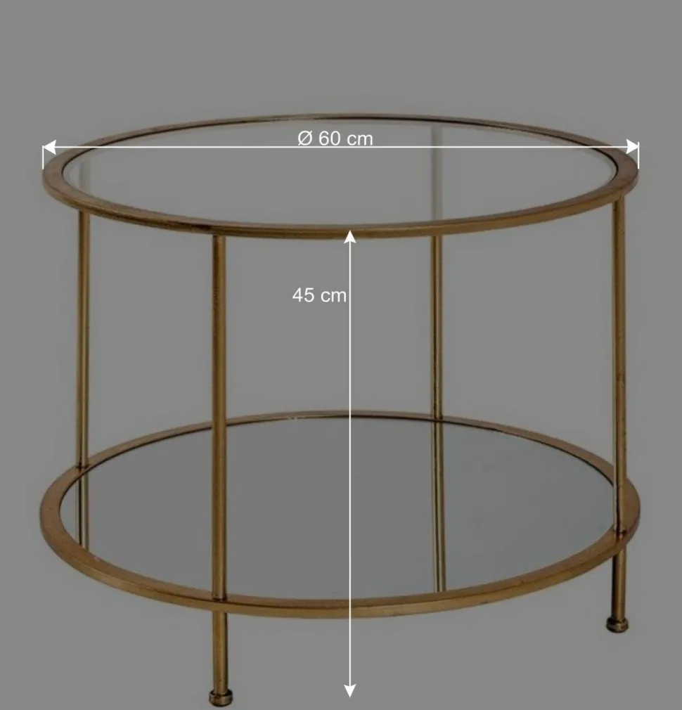 Runder Wohnzimmer Tisch mit Glas & Spiegelglas - Alisa