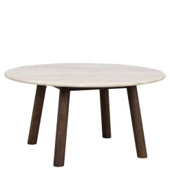 Runder Wohnzimmertisch aus Travertin Stein Beige - Cheyenne