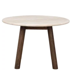 Runder Wohnzimmertisch aus Travertin Stein Beige - Cheyenne