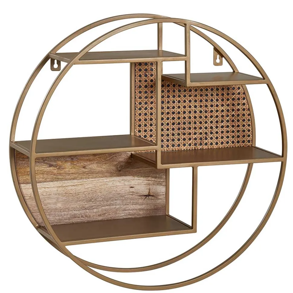 Rundes Hängeregal in Messing aus Metall - Perunia
