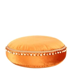 Rundes Samt Bodenkissen in Bronze - Ashela