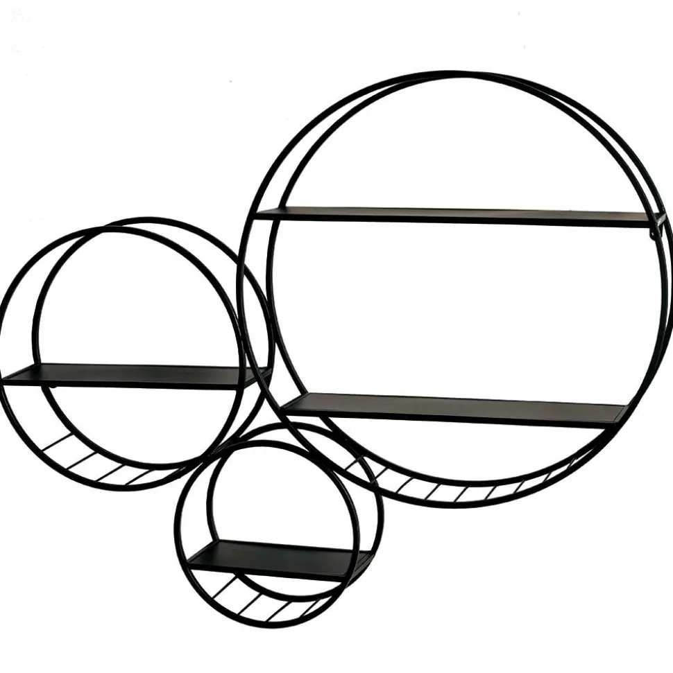 Rundes Wandregal aus schwarzem Metall - Zlotka