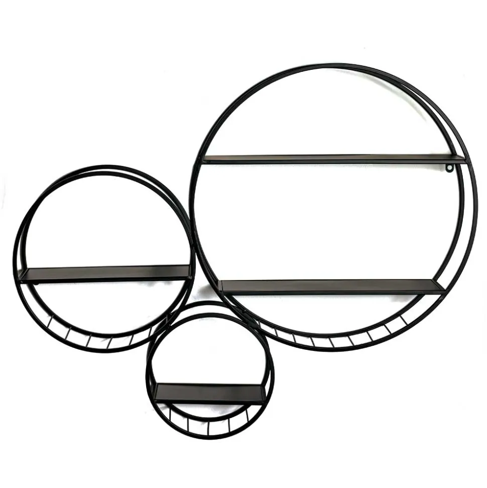 Rundes Wandregal aus schwarzem Metall - Zlotka