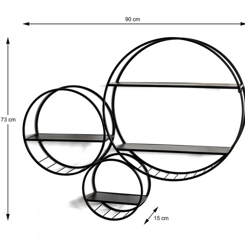 Rundes Wandregal aus schwarzem Metall - Zlotka