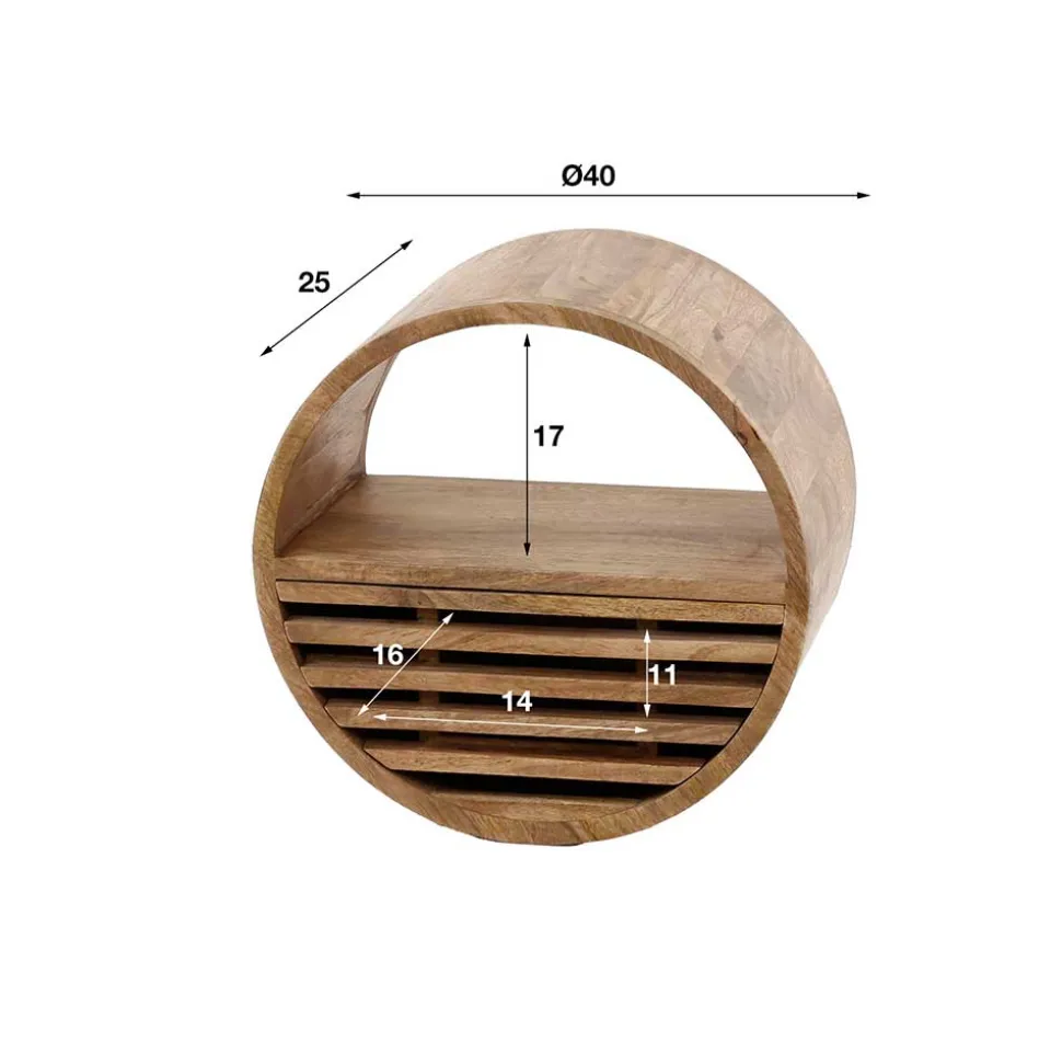 Rundes Wandregal mit Schublade - Detroit
