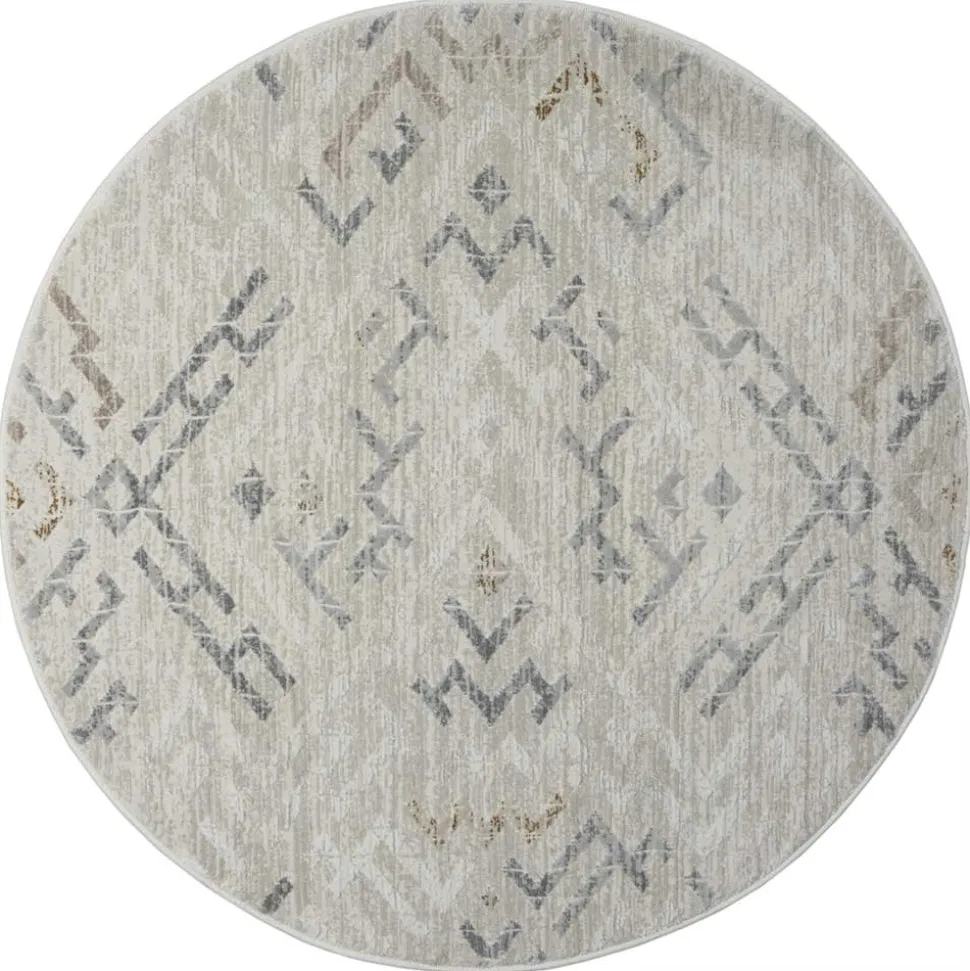 Rundteppich in Hellgrau und Creme - Frantasic
