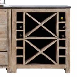 Rustikale Küchenzeile aus Recyclingholz Pinie Ashvills & Naturstein (vierteilig)