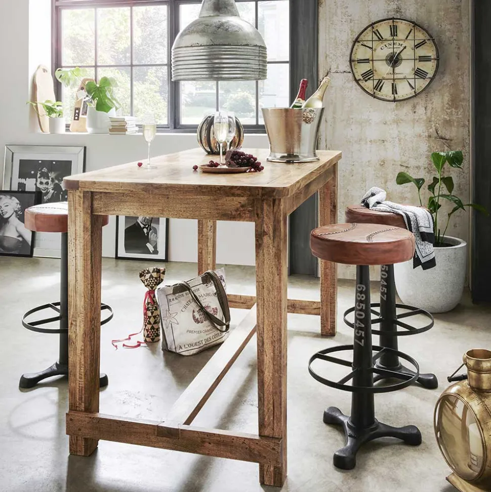 Rustikaler Bartisch aus Mangobaum Massivholz - Facheto