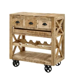 Rustikaler Barwagen auf Metallrollen - Radulyn