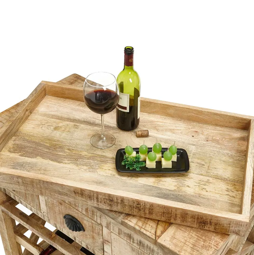 Rustikaler Barwagen auf Metallrollen - Radulyn