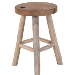 Rustikaler Holzhocker aus Teak Massivholz - Isabelona