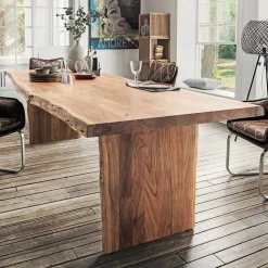 Rustikaler Holztisch mit Baumkante Platte - Contrada