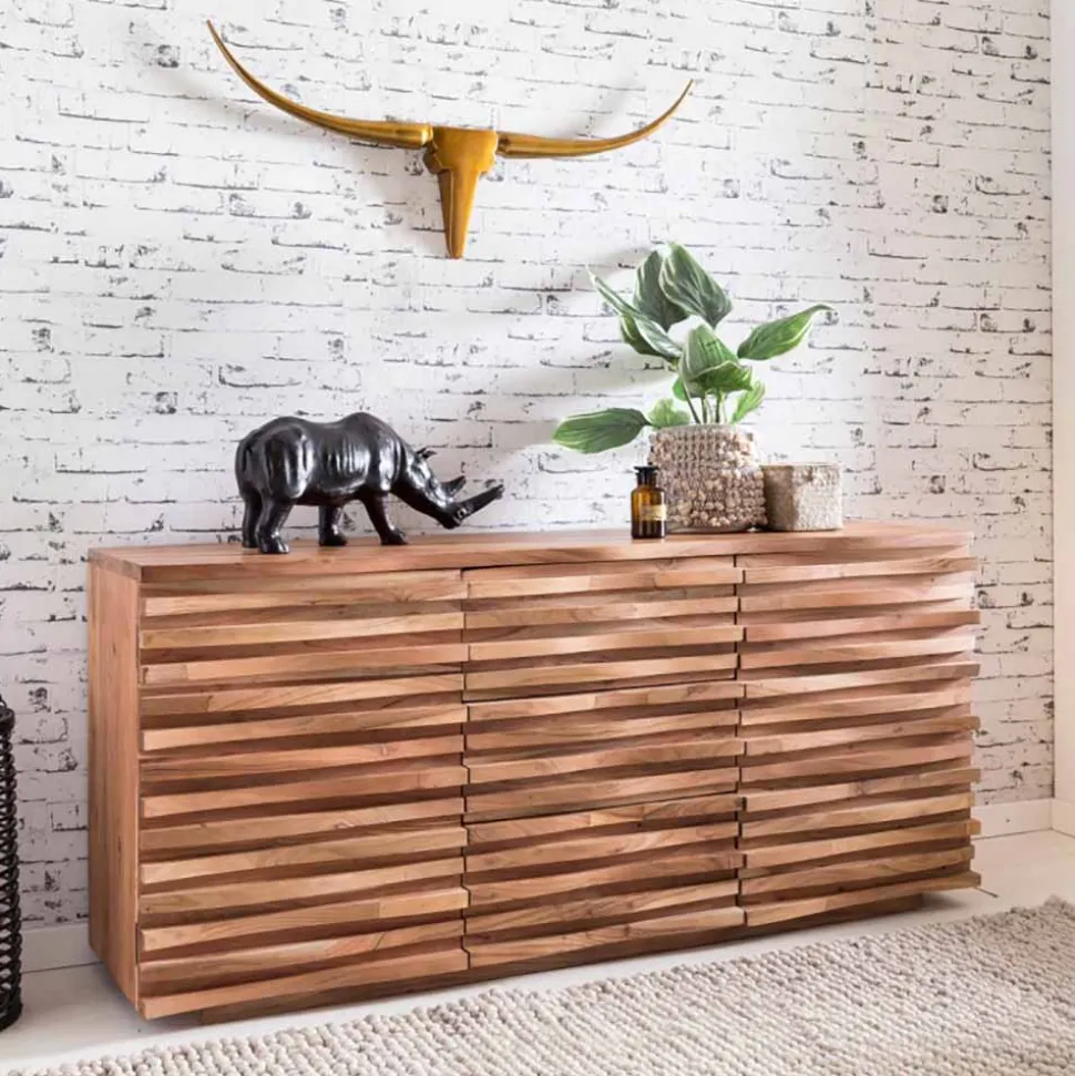 Rustikales Design Sideboard Pisino aus Holz Akazie massiv