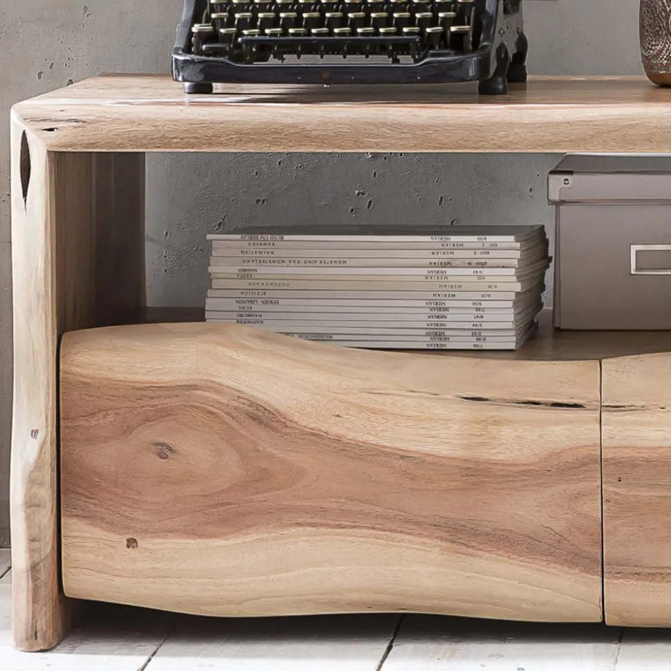 Rustikales TV Lowboard mit Baumkante - Necrus