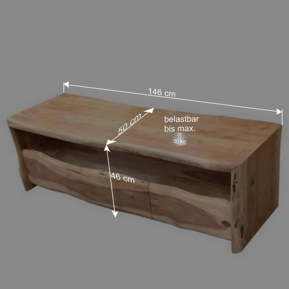 Rustikales TV Lowboard mit Baumkante - Necrus