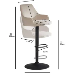 Samt Barstuhl in Beige - Heats