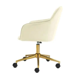 Samt Drehstuhl in Weiß mit Gold - Abetzia