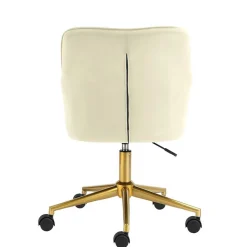 Samt Drehstuhl in Weiß mit Gold - Abetzia