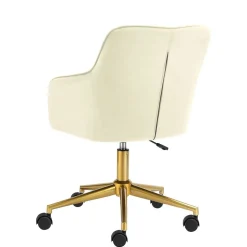 Samt Drehstuhl in Weiß mit Gold - Abetzia