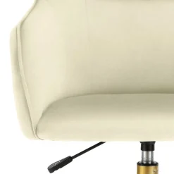 Samt Drehstuhl in Weiß mit Gold - Abetzia