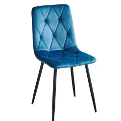 Samt Esszimmerstühle in Blau - Assolato (4er Set)