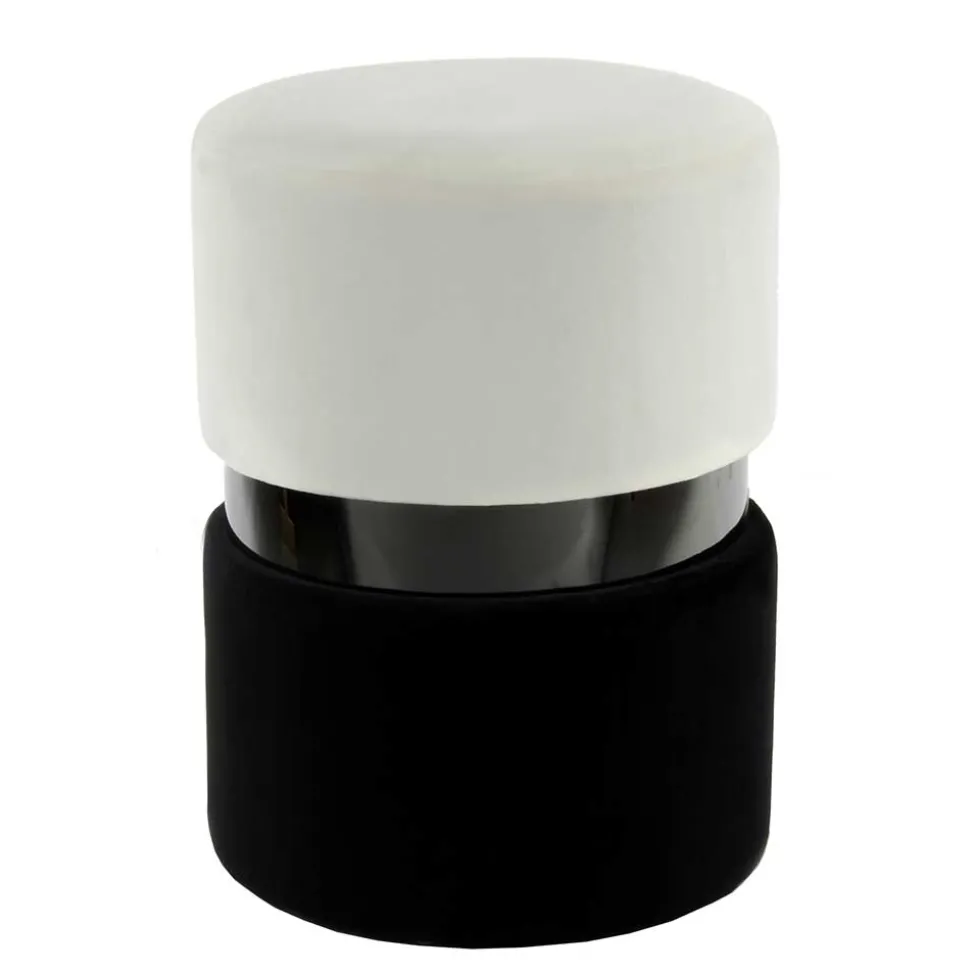 Samt Hocker in Creme & Schwarz - Gilianoa