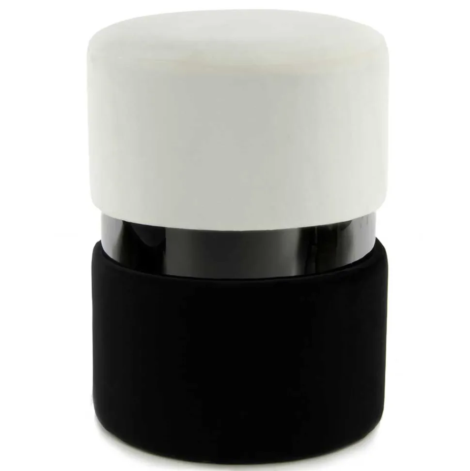 Samt Hocker in Creme & Schwarz - Gilianoa