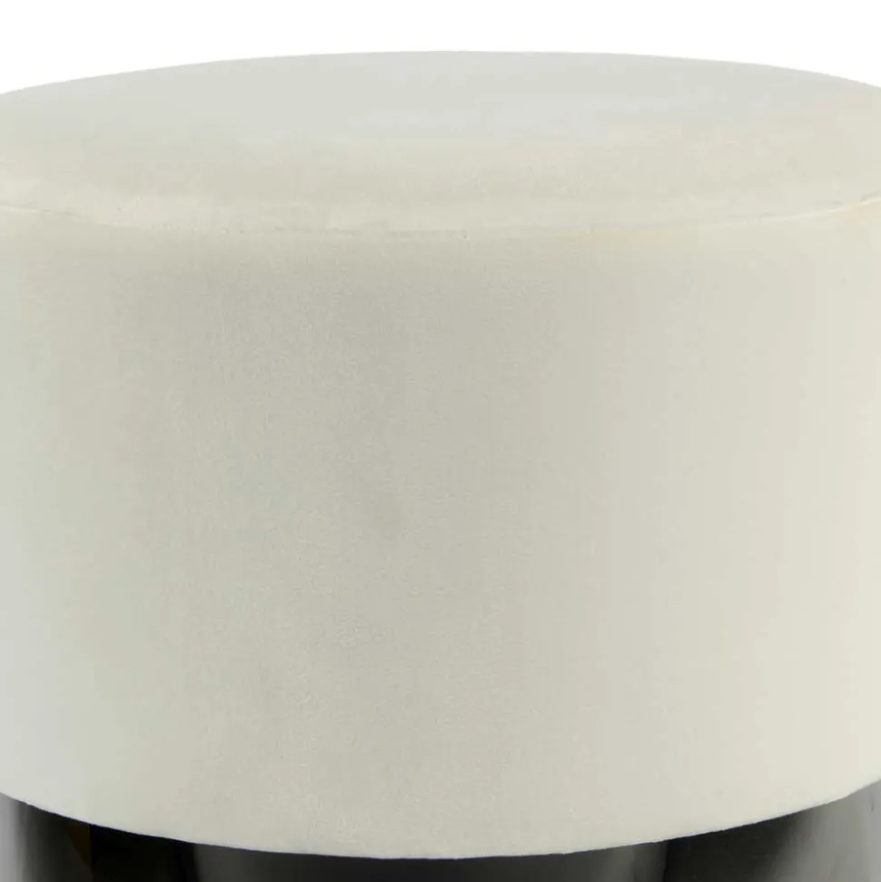 Samt Hocker in Creme & Schwarz - Gilianoa