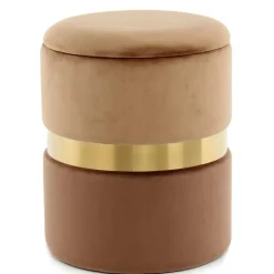 Samt Hocker Set in Hellbraun & Braun - Valerana (zweiteilig)