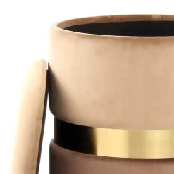 Samt Hocker Set in Hellbraun & Braun - Valerana (zweiteilig)