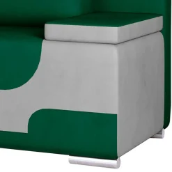 Samt Klappcouch in Dunkelgrün und Hellgrau - Alaleva