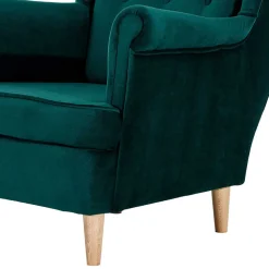 Samt Ohrensessel in Dunkelgrün - Teas