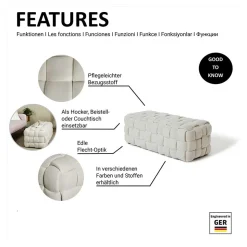 Samt Polsterbank in Taupe - Flechtoptik - Josch