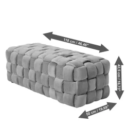 Samt Polsterbank in Taupe - Flechtoptik - Josch