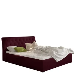 Samt Polsterbett in Bordeaux Rot - Ugian