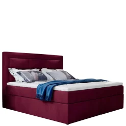 Samt Polsterbett in Bordeaux Rot - Licox