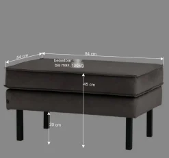 Samt Polsterhocker in Blau & Schwarz - Cumagon