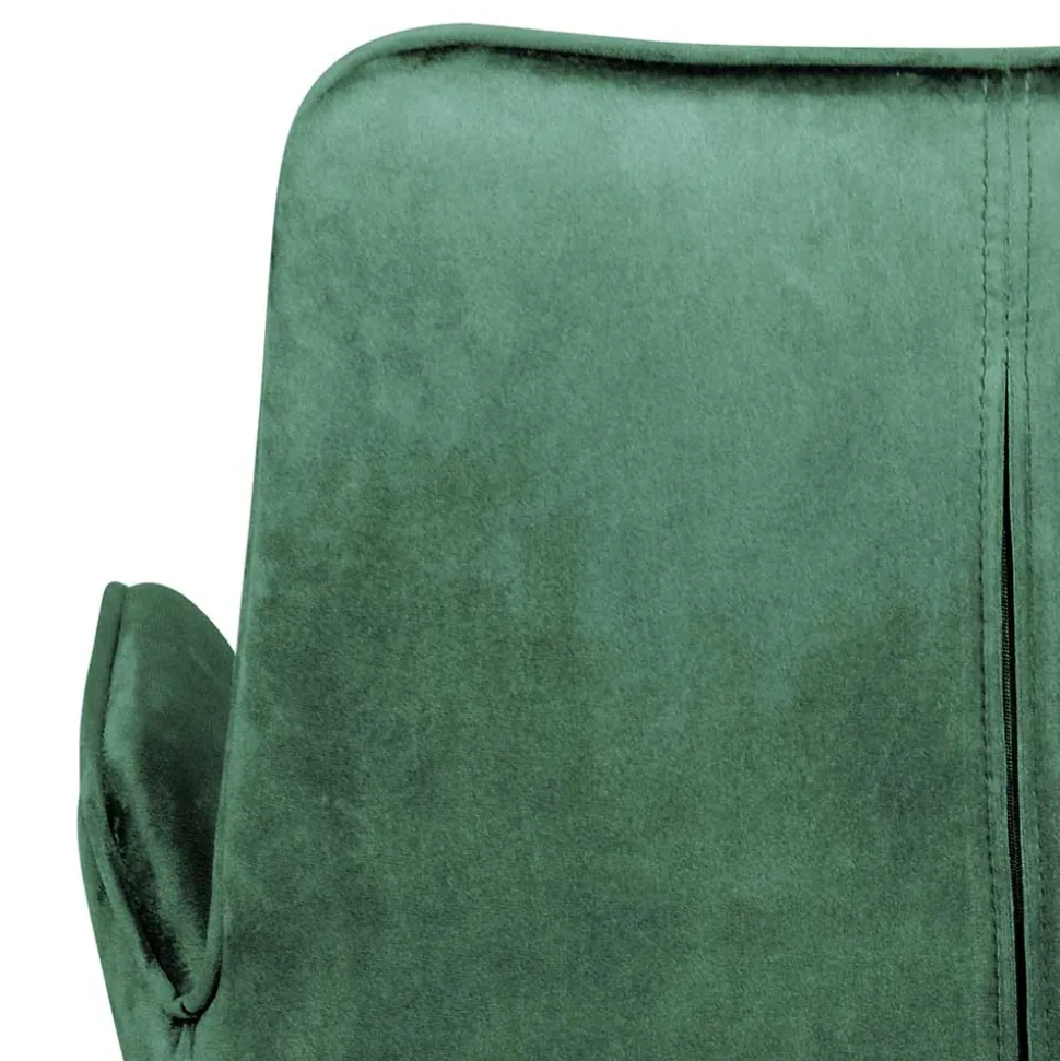 Samt Polsterstuhl mit Armlehnen in Grün - Panura