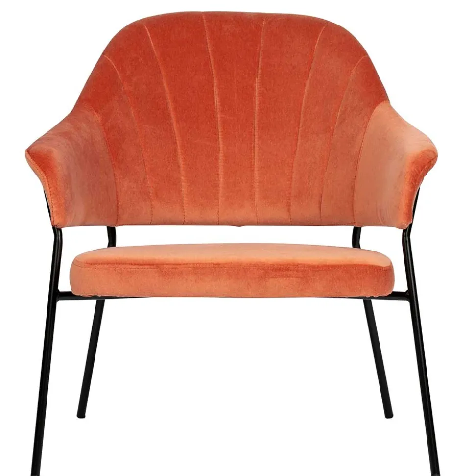 Samt Retrosessel in Apricot - Roryn