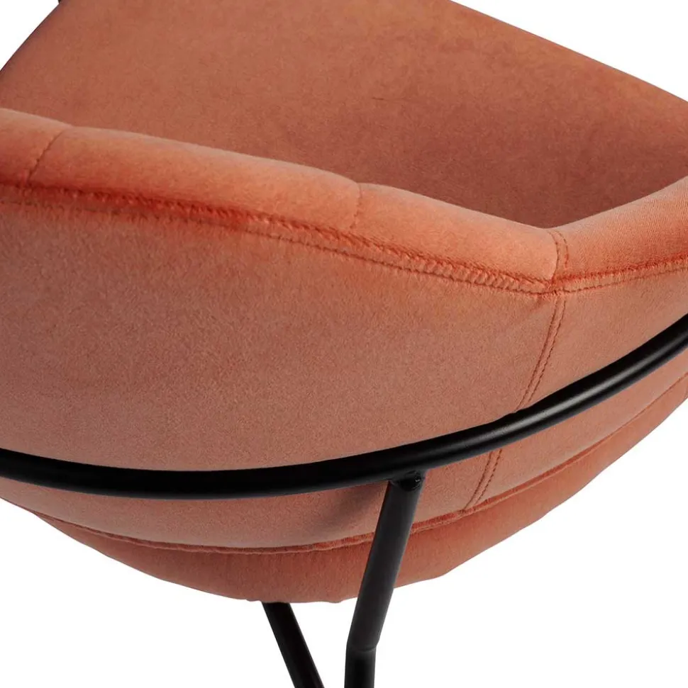 Samt Retrosessel in Apricot - Roryn