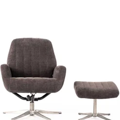 Samt Retrosessel mit Fußhocker - Gilianoa (zweiteilig)