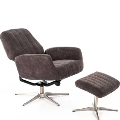 Samt Retrosessel mit Fußhocker - Gilianoa (zweiteilig)