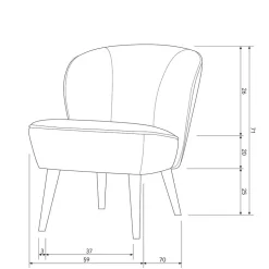 Samt Sessel in Flieder - ohne Armlehnen - Barna