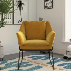 Samt Sessel in Gelb Samt - Meckey
