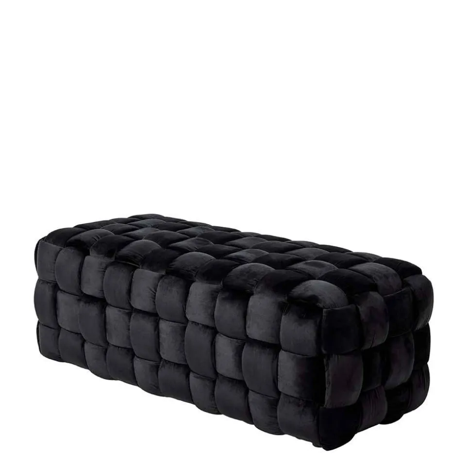 Samt Sitzbank in Schwarz Flechtdesign - Addara