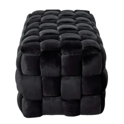 Samt Sitzbank in Schwarz Flechtdesign - Addara